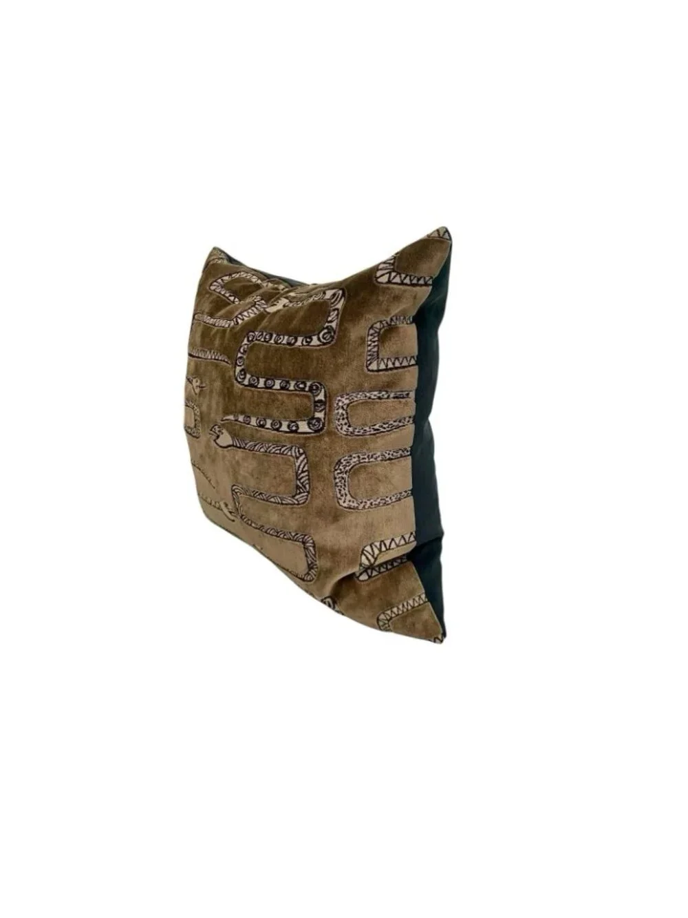 Pillow Pair Velvet with Snake Textured Motif Large Feather Filled Cushion Decor